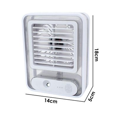 Ventilador Portatil Umidifcador Luminaria Usb De Mesa 3 Velocidades Branco