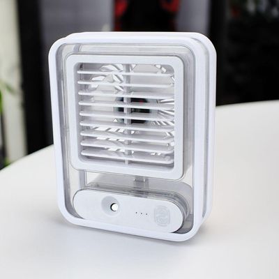 Ventilador Portatil Umidifcador Luminaria Usb De Mesa 3 Velocidades Branco