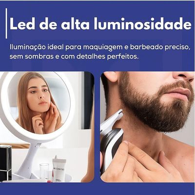 Espelho De Mesa Maquiagem C/ Luz Led Rotação 360° Camarim