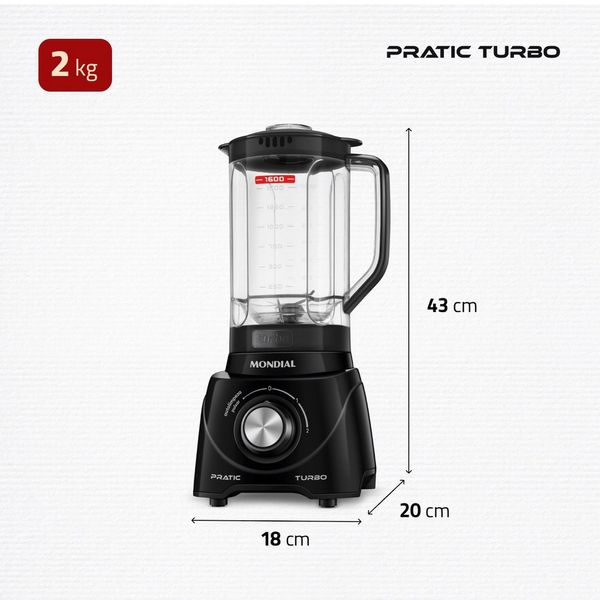 Liquidificador Mondial Pratic Turbo L98B Preto 220V Liquidificador Mondial Pratic Turbo L98B Preto 220V