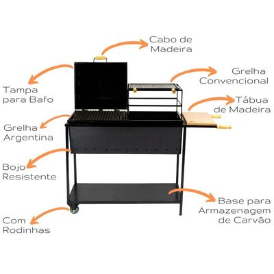 Churrasqueira Combinada Brasa Forte Preto