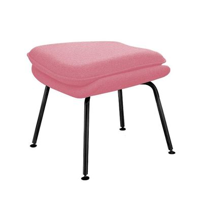 Poltrona Womb Chair Com Puff Base Preta Linho Rosa