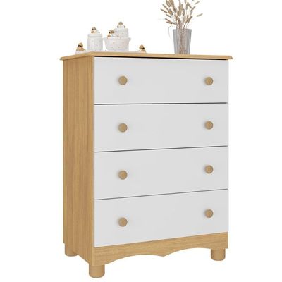 Cômoda Infantil 65cm Com 4 Gavetas Dengo Multimóveis Mp4409 Madeirado/branco Madeirado/branco