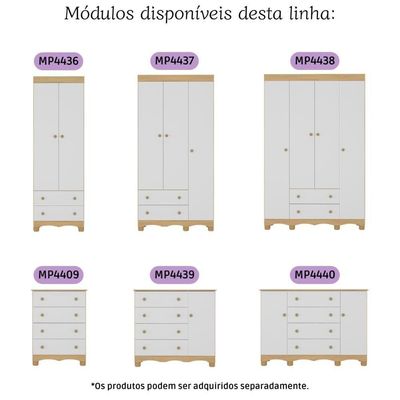 Cômoda Infantil 65cm Com 4 Gavetas Dengo Multimóveis Mp4409 Madeirado/branco Madeirado/branco