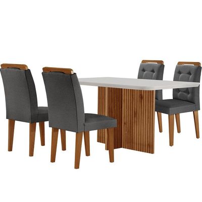 Mesa Olímpia 120cm Mdf Canto Copo Com 4 Cadeiras Carol