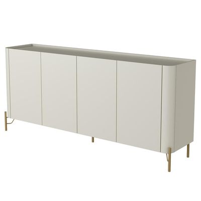 Aparador Buffet Para Sala de Jantar 4 Portas Pés Industrial Dourado Naim I03 Luna - Lyam Decor