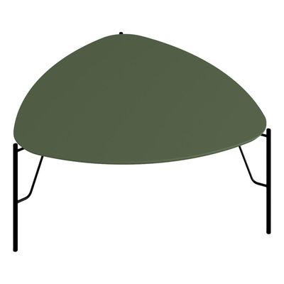 Mesa de Centro Para Sala de Estar Alta Pés Industrial Preto Alef I03 Musgo - Lyam Decor