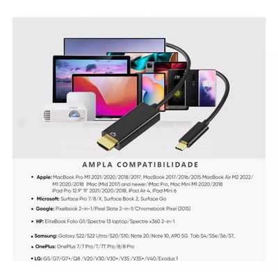 Cabo Type C Macho Para Hdmi Macho USB-C 4K 3 Metros