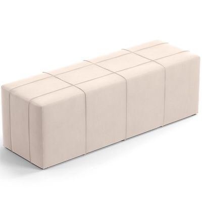 Kit Cabeceira Cama Box King 195cm com Calçadeira Roma W01 Suede Bege - Lyam