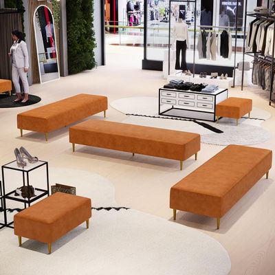 Kit 02 Puffs Decorativo Sala de Estar Bali W01 Pés Palito 170x60cm Couríssimo Canela - Lyam Decor