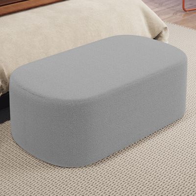 Puff Decorativo Orgânico Para Living Quarto 100cm Doha W01 Bouclê Cinza - Lyam Decor