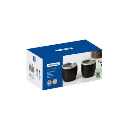 Kit 2 Xícaras para Café Tramontina em Aço Inox Preto 80 ml