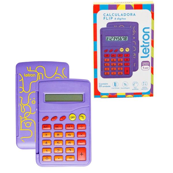 CALCULADORA DE BOLSO 8 DIGITOS FLIP ESTAMPA PETS - LETRON