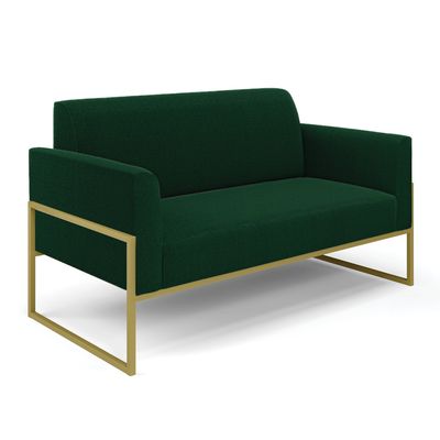 Sofá 2 Lugares Namoradeira Industrial Alta Dourado Marisa Bouclê Verde