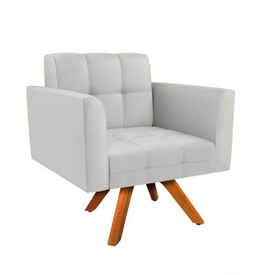 Poltrona Sala Decorativa Kit 2 Elisa Giratória Castanho MM30 Sintético Cinza D03 - D'Rossi