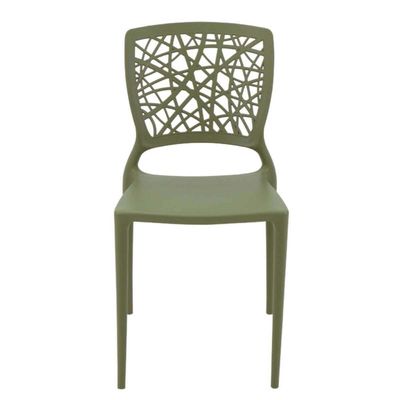 Jogo 4 Cadeiras Plásticas Tramontina Joana Decorada para Mesa Verde Oliva Cozinha Sala Área Gourmet
