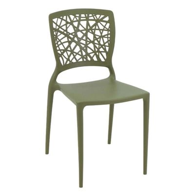 Jogo 4 Cadeiras Plásticas Tramontina Joana Decorada para Mesa Verde Oliva Cozinha Sala Área Gourmet