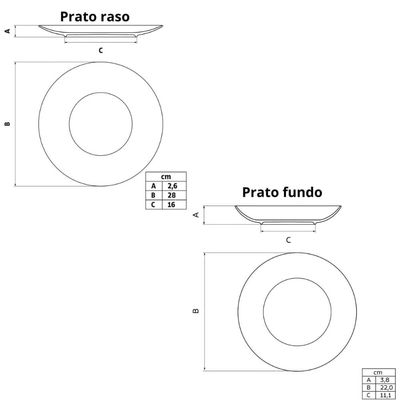 Jogo de Pratos Porcelana 12 Peças Fundos e Rasos Tramontina Floratta Mesa Posta Jantar