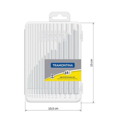 Jogo de Brocas 15 Pçs Aço Rápido HSS Tramontina para Metais Furar Ferro 1.5 a 10mm