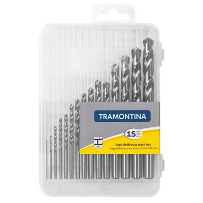 Jogo de Brocas 15 Pçs Aço Rápido HSS Tramontina para Metais Furar Ferro 1.5 a 10mm