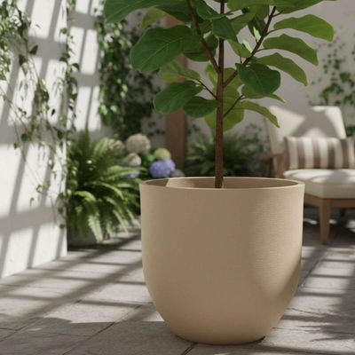 Vaso Grande para Plantas 54cm Tramontina Laos em Polietileno Reciclável Granito Areia Decoração