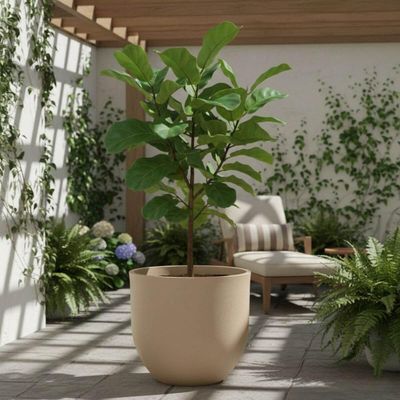 Vaso Grande para Plantas 54cm Tramontina Laos em Polietileno Reciclável Granito Areia Decoração