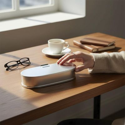 Caixa Oval Grande St. James 20,5 cm - Banho de Prata com Tampa para Joias