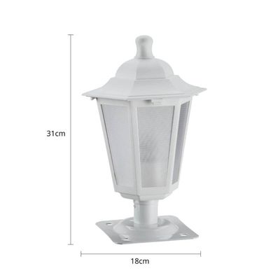 Kit 6 Balizadores Luminárias de Jardim Branco 31cm Clássico Alumínio Lente Fosca Grega Dital