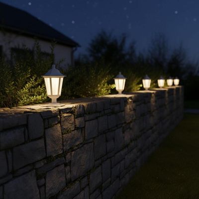 Kit 6 Balizadores Luminárias de Jardim Branco 31cm Clássico Alumínio Lente Fosca Grega Dital