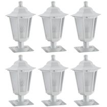 Kit 6 Balizadores Luminárias de Jardim Branco 31cm Clássico Alumínio Lente Fosca Grega Dital