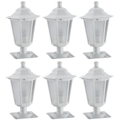 Kit 6 Balizadores Luminárias de Jardim Branco 31cm Clássico Alumínio Lente Fosca Grega Dital