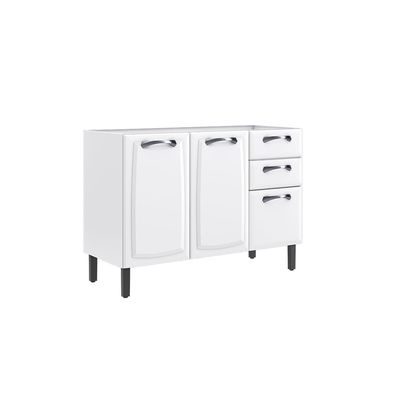 Balcão de Cozinha Itatiaia New Premium Aço 3 Portas 2 Gavetas Sem Tampo Branco