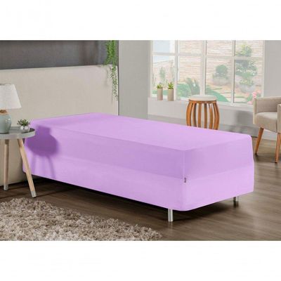 Jogo De Cama Solteiro Nobre 2 Peças Luva De Box 55cm De Altura Malha 100% Algodão - Lilás