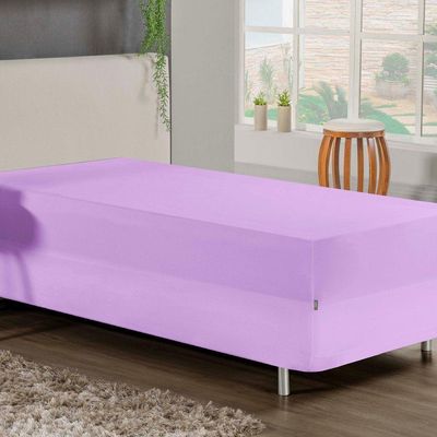 Jogo De Cama Solteiro Nobre 2 Peças Luva De Box 55cm De Altura Malha 100% Algodão - Lilás