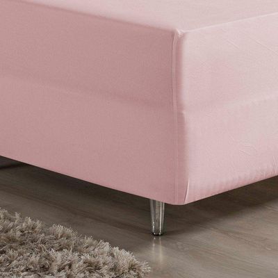 Jogo De Cama Queen Nobre 3 Peças Luva De Box 55cm De Altura Malha 100% Algodão - Rosa