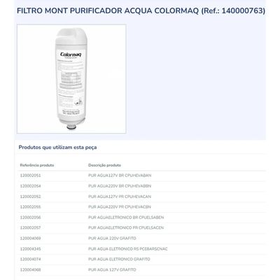 Filtro Refil Purificador Colormaq Acqua - Original