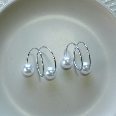 Kit 50 Anéis Para Guardanapos 4,5cm x 4,5cm Pérola Duas Voltas Argola Metal Mesa Posta - Prata