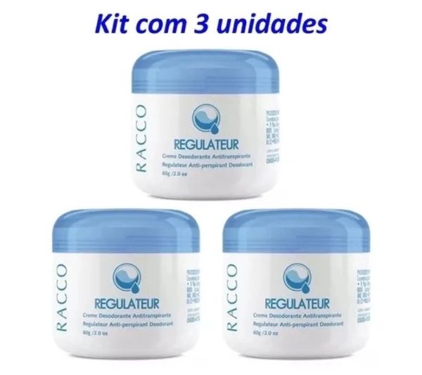 Kit com 3 Unid de Creme Desodorante Regulateur Racco 60g