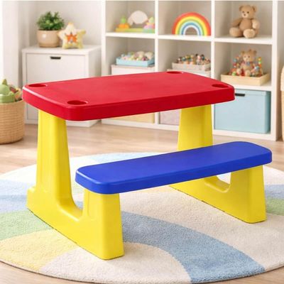 Mesinha Infantil com Banco Tramontina Escolar Mesa Atividades Brincar Plástico Colorido +2 anos