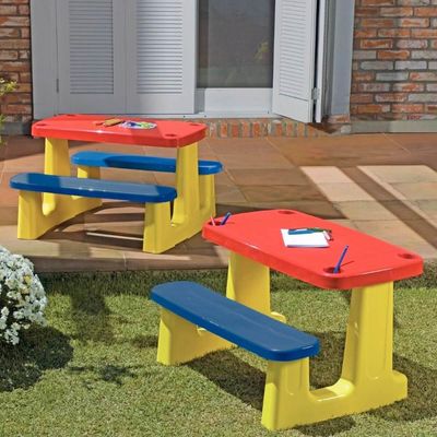 Mesinha Infantil com Banco Tramontina Escolar Mesa Atividades Brincar Plástico Colorido +2 anos