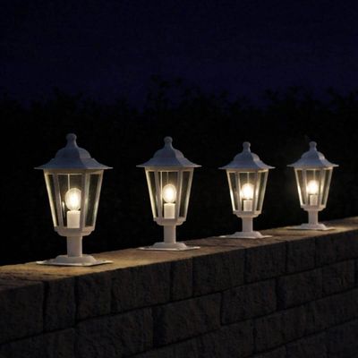 Kit 4 Balizadores Jardim Muro em Alumínio Luminária Externa Clássica Lente Transparente Dital