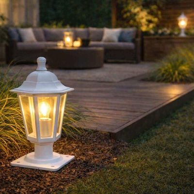 Kit 4 Balizadores Jardim Muro em Alumínio Luminária Externa Clássica Lente Transparente Dital