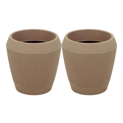 Kit 2 Vasos Decorativo Egípcio Flor 39cm Tramontina Polietileno Granito Areia Jardim Varanda