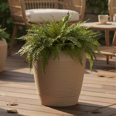 Kit 2 Vasos Decorativo Egípcio Flor 39cm Tramontina Polietileno Granito Areia Jardim Varanda