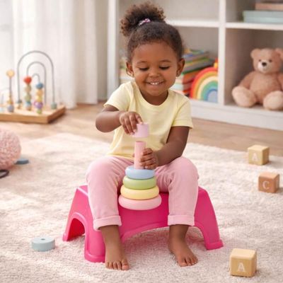 Banquinho Infantil Catty Tramontina Plástico Rosa Crianças Brinquedoteca Área de Lazer