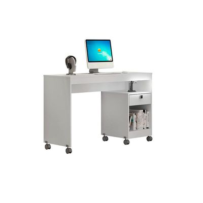 Mesa de Computador Giga 1 Gaveta e Pés Rodízios Valdemóveis Branco