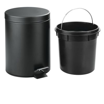 Lixeira Redonda com Pedal Multiuso Aço 3 litros - Preto Matte