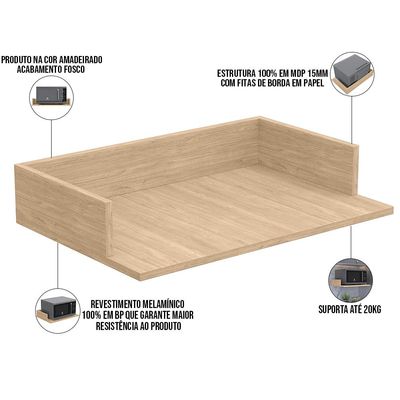 Suporte Suspenso Para Micro-ondas Forno 60x40 cm Class L03 Amadeirado - Lyam