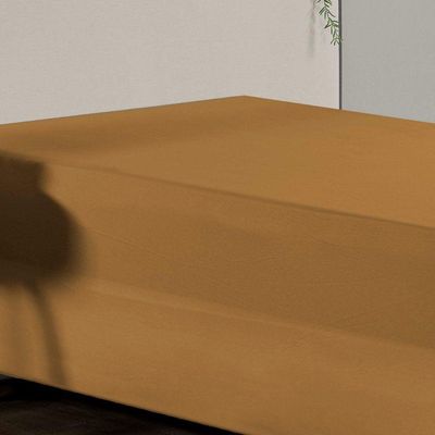 Jogo De Cama Solteiro Nobre 2 Peças Luva De Box 55cm De Altura Malha 100% Algodão - Cobre