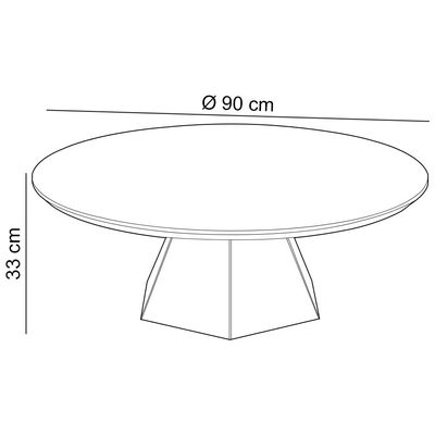 Mesa de Centro Para Sala de Estar Redonda 90cm Seul D03 Off White Freijó - Lyam Decor